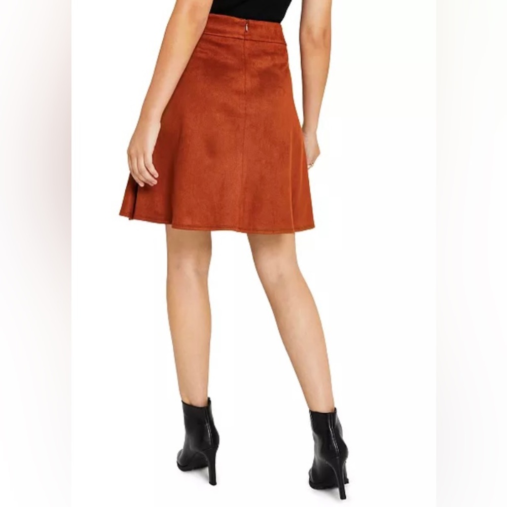 Bar lll Suade Dark Clay A Line High Rise Mini Skirt Size 0 - Picture 2 of 13